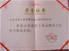 徐曙生物荣获“山东省轻工业品牌综合竞争力典